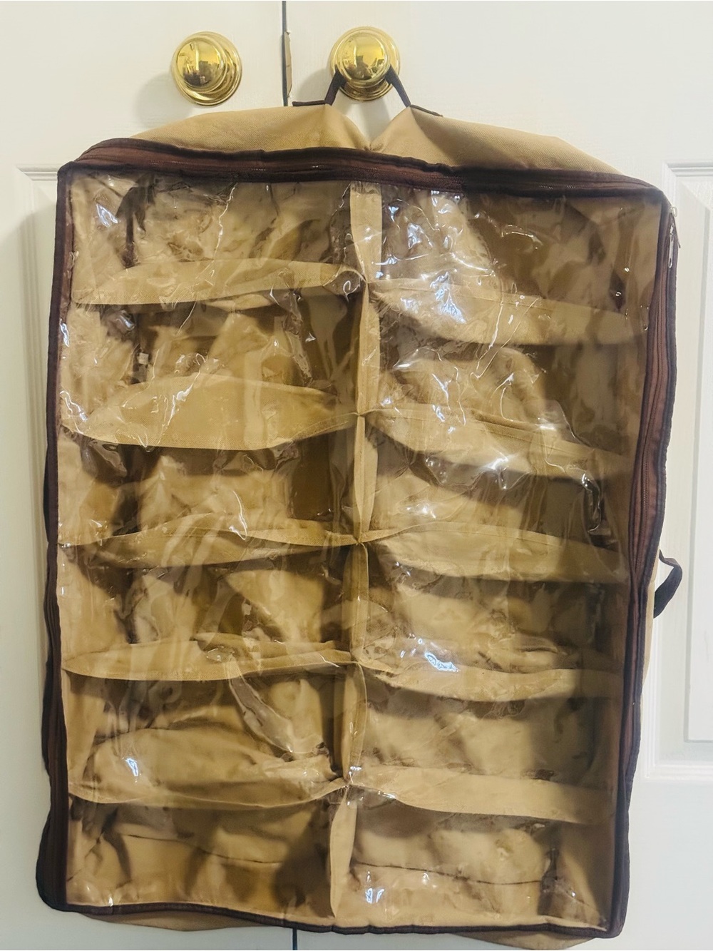 Clear Front Under Bed or Hanging Shoes Organizer - Tan